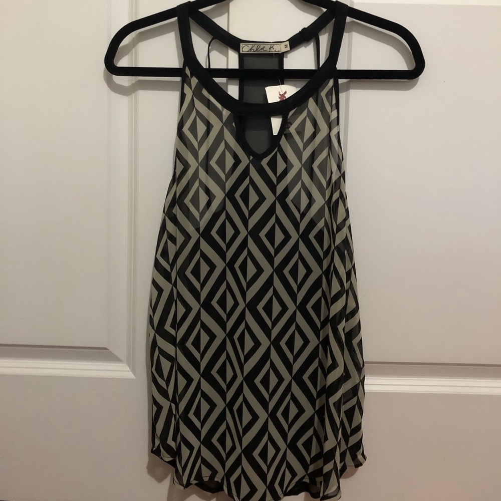 Sheer Black and White Tank Top